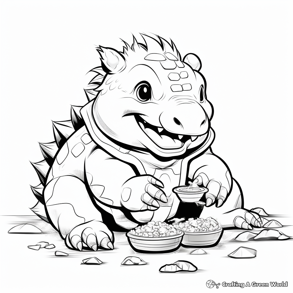 Interactive Ankylosaurus Feeding Time Coloring Pages 3