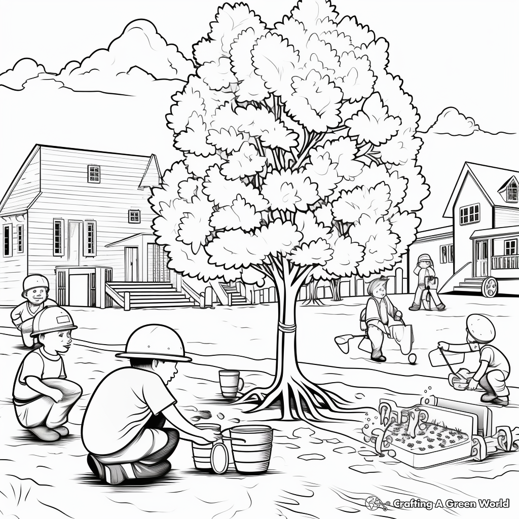 Interactive Arbor Day Coloring Pages With Puzzles 2