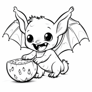 Interactive Bat Eating Fruit Coloring Pages 1