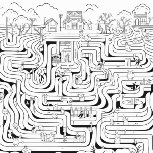Interactive Bear Hunt Maze Coloring Pages 1