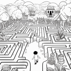 Interactive Bear Hunt Maze Coloring Pages 2