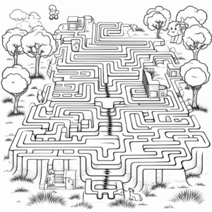Interactive Bear Hunt Maze Coloring Pages 3