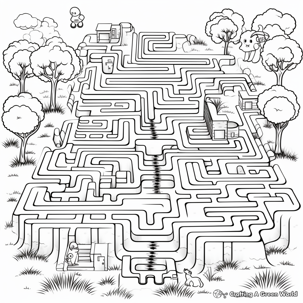 Interactive Bear Hunt Maze Coloring Pages 3