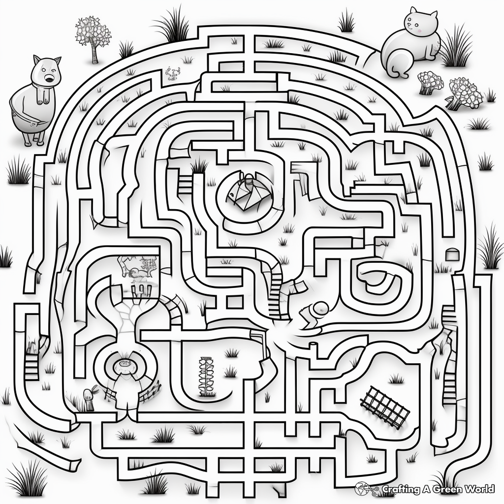 Interactive Bear Hunt Maze Coloring Pages 4