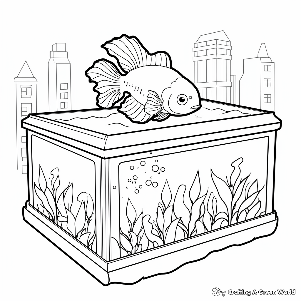 Interactive Betta Fish Tank Coloring Pages 1