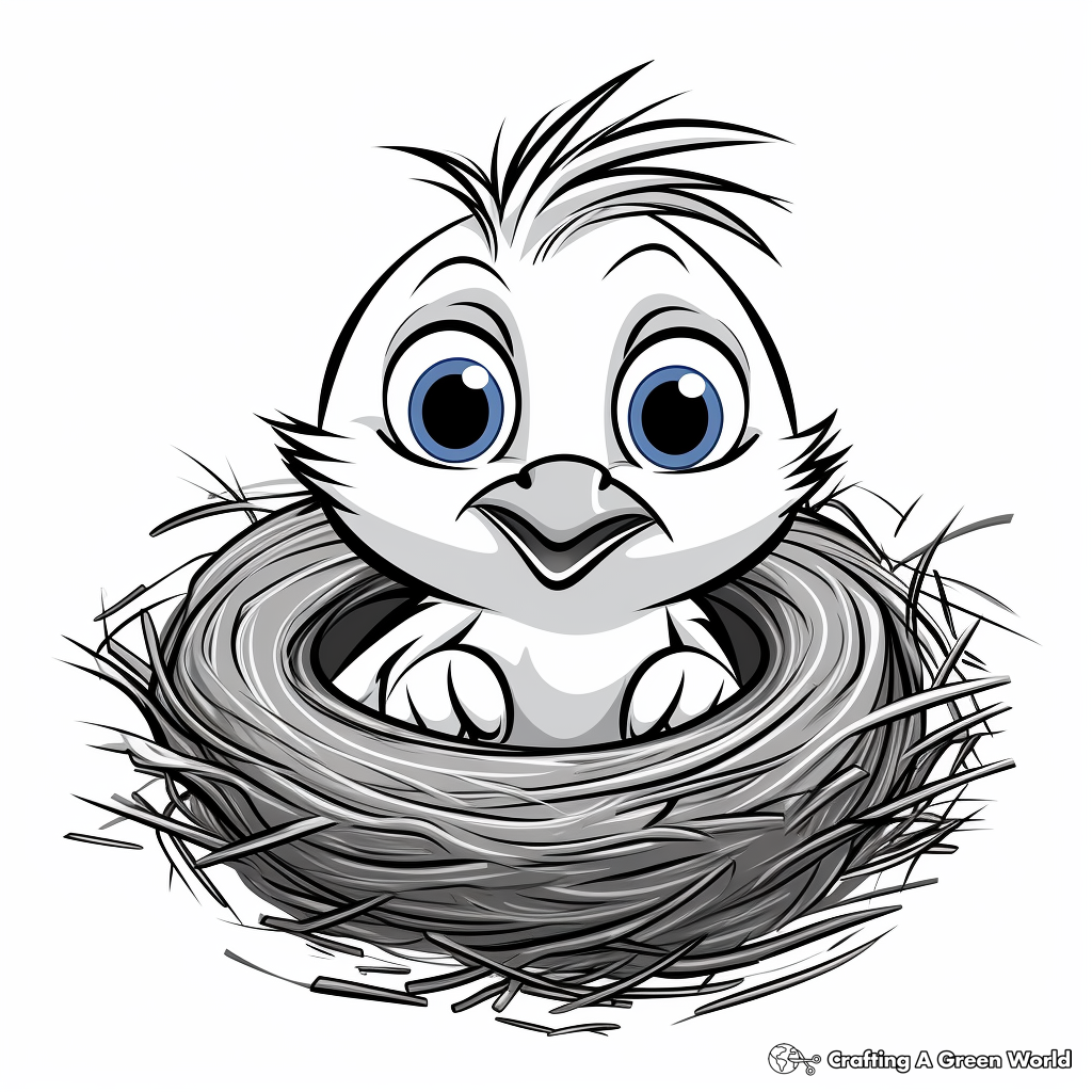 Interactive Blue Bird Nest Coloring Pages 1