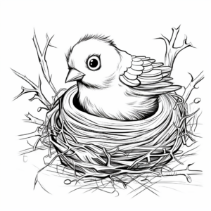 Interactive Blue Bird Nest Coloring Pages 2