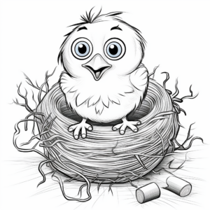 Interactive Blue Bird Nest Coloring Pages 3