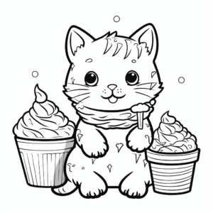 Interactive Cat Ice Cream Party Coloring Pages 1