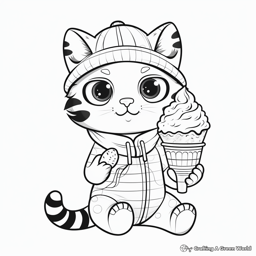 Interactive Cat Ice Cream Party Coloring Pages 2