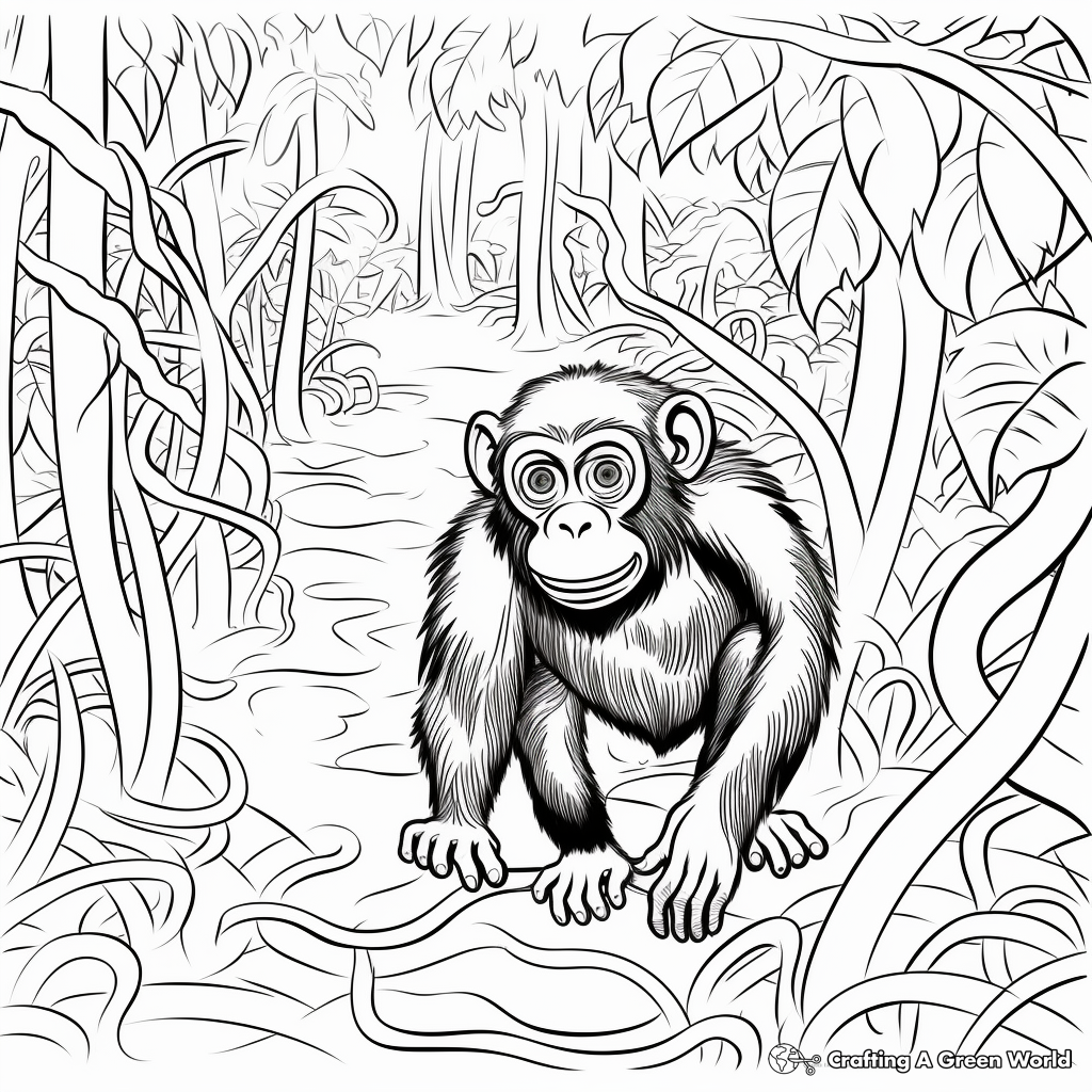 Interactive Chimpanzee Maze Coloring Pages 1