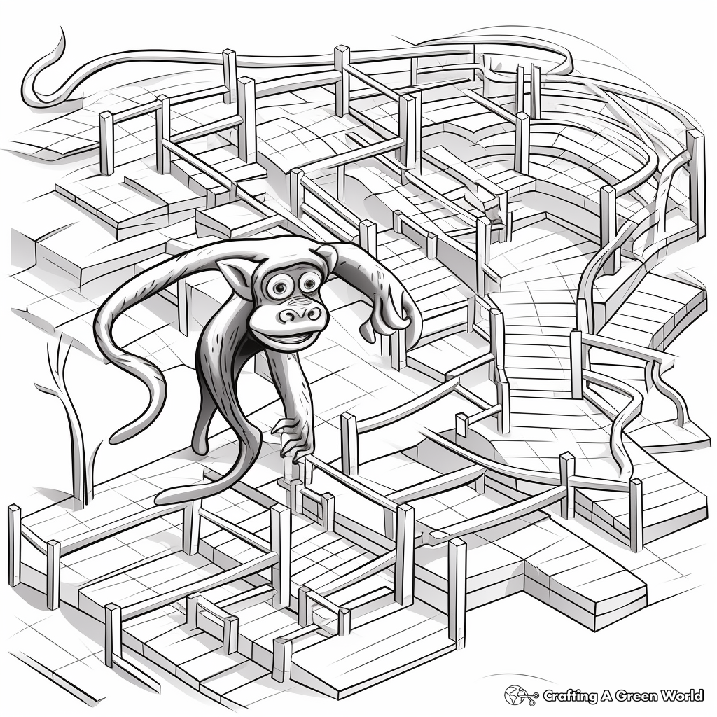 Interactive Chimpanzee Maze Coloring Pages 2