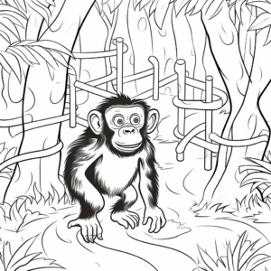 Interactive Chimpanzee Maze Coloring Pages 4