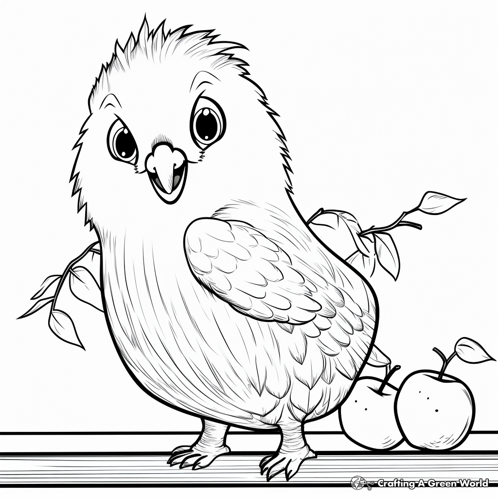 Interactive Cockatoo and Fruits Coloring Page 1