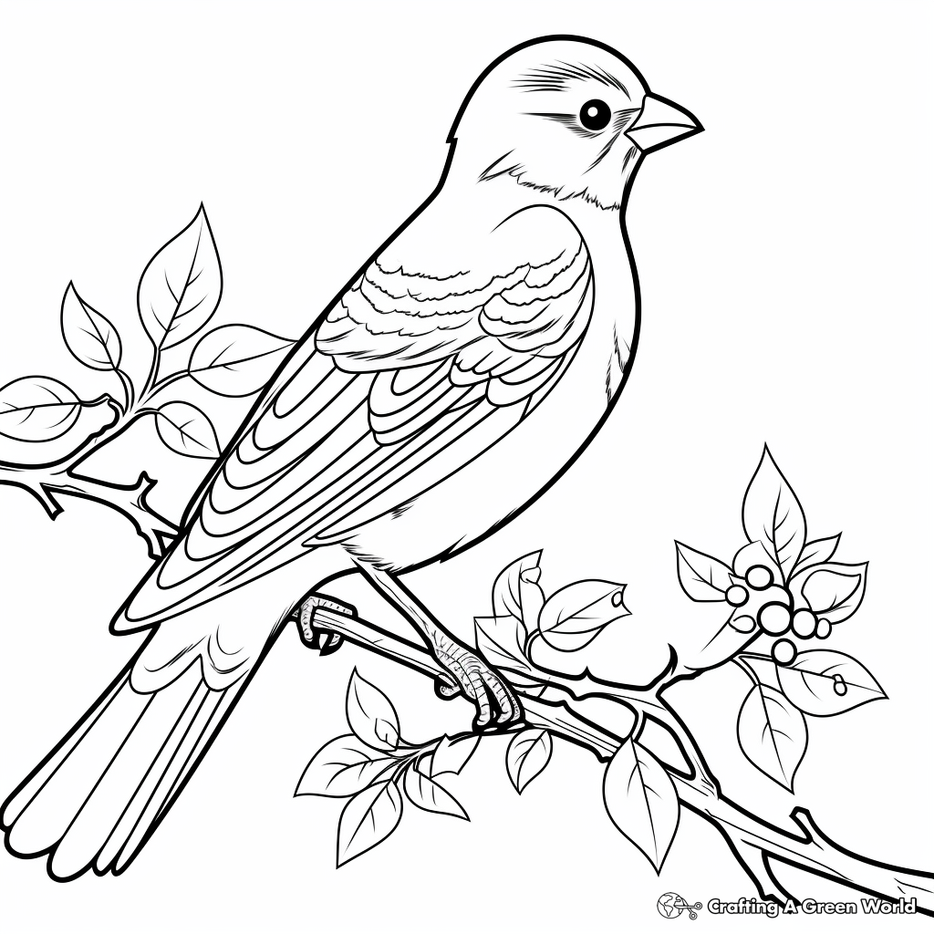 Interactive Connecticut State Bird American Goldfinch Coloring Pages 2