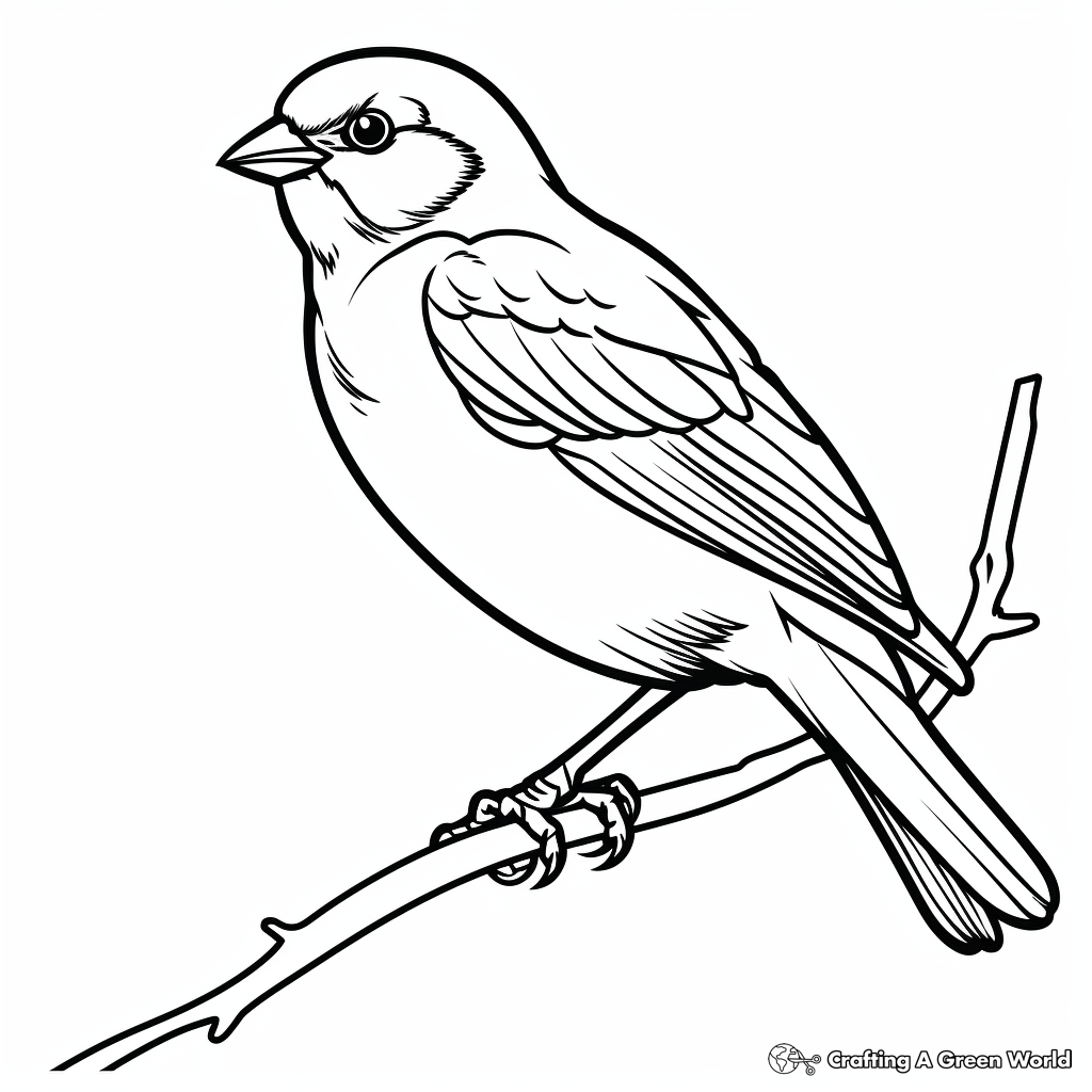 Interactive Connecticut State Bird American Goldfinch Coloring Pages 3