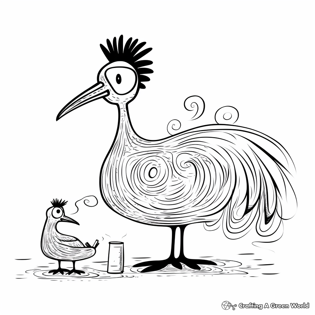 Interactive Dodo Bird and Man Interaction Coloring Pages 1