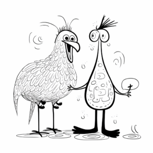 Interactive Dodo Bird and Man Interaction Coloring Pages 2