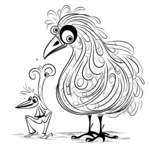Interactive Dodo Bird and Man Interaction Coloring Pages 3