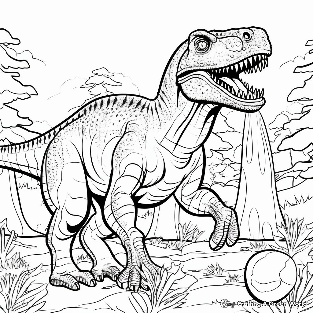 Interactive Dot-To-Dot Allosaurus Coloring Pages 3