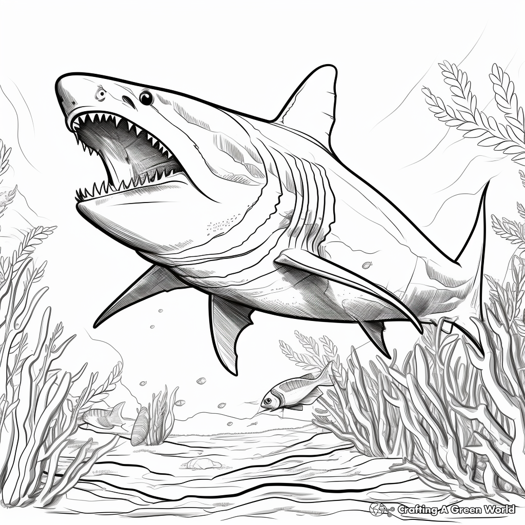 Interactive Facts and Coloring Megalodon Pages 1
