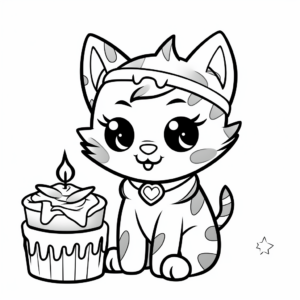 Interactive Kitty Cat Birthday Party Coloring Pages 3