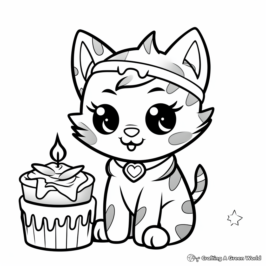 Interactive Kitty Cat Birthday Party Coloring Pages 3