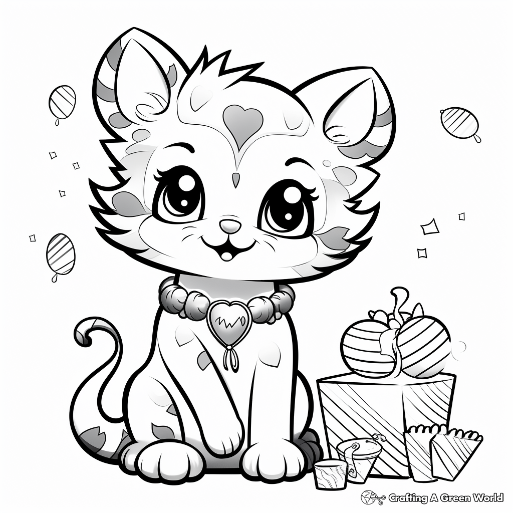 Interactive Kitty Cat Birthday Party Coloring Pages 4