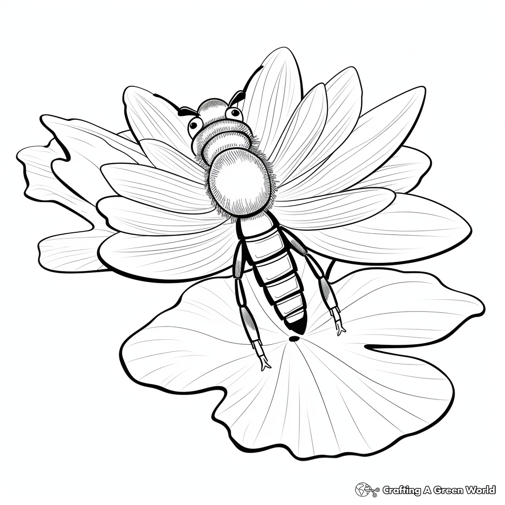 Interactive Leafcutter Bee and Lotus Coloring Pages 2
