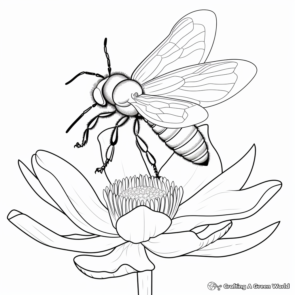 Interactive Leafcutter Bee and Lotus Coloring Pages 3