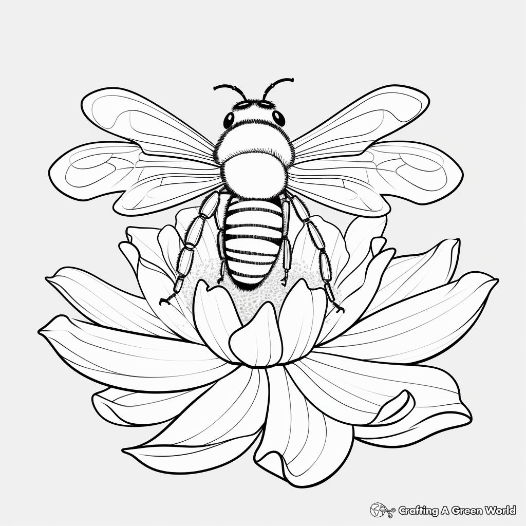 Interactive Leafcutter Bee and Lotus Coloring Pages 4