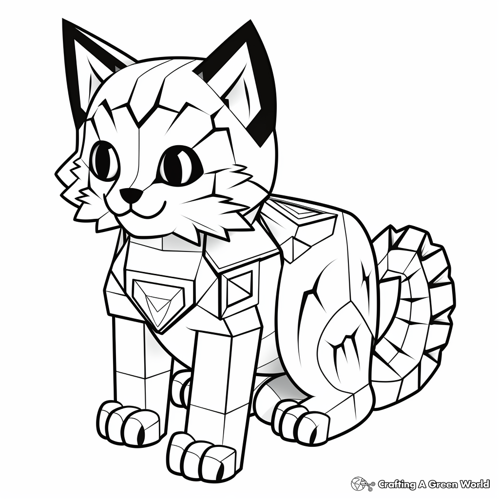 Interactive Minecraft Cat Activity Coloring Pages 1