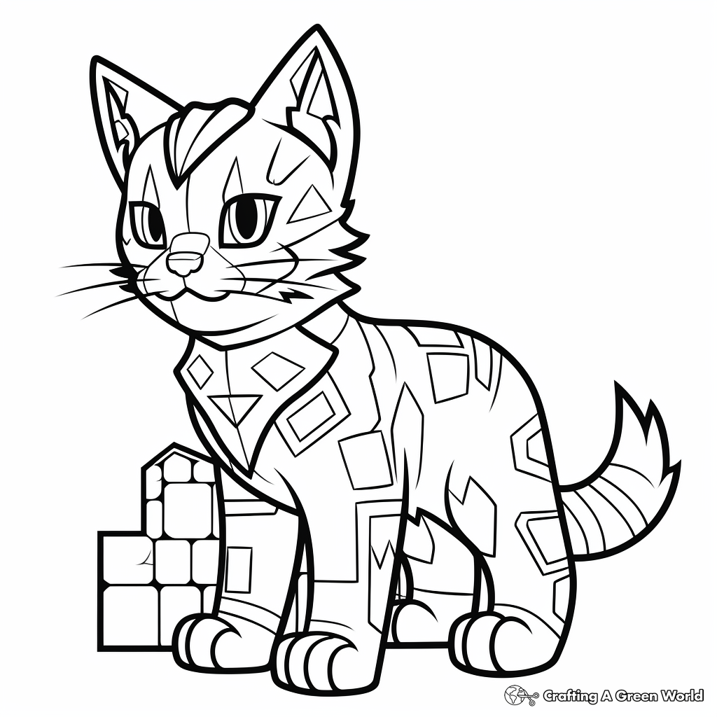 Interactive Minecraft Cat Activity Coloring Pages 2