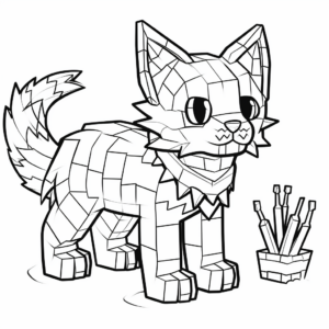 Interactive Minecraft Cat Activity Coloring Pages 4