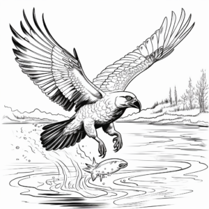 Interactive Osprey Fishing Coloring Pages 1
