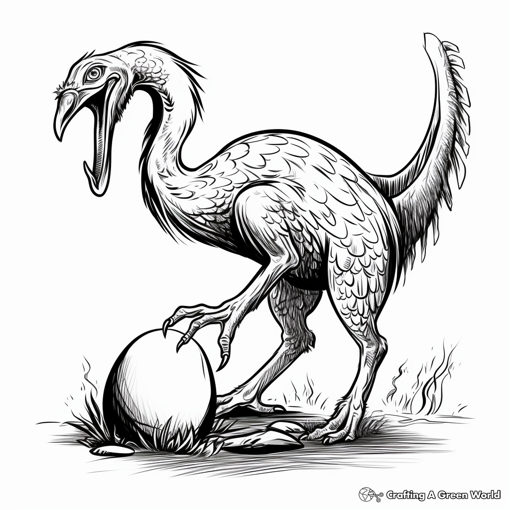 Interactive Oviraptor Stealing Egg Coloring Pages 3