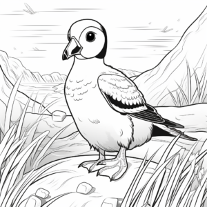 Interactive Puffin Habitat Coloring Pages 1