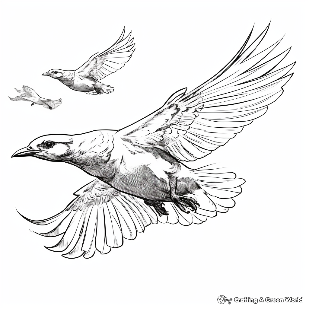 Interactive Ravens in Flight Coloring Sheets 2