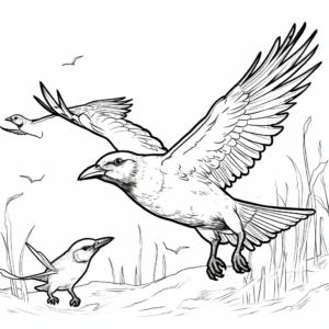 Interactive Ravens in Flight Coloring Sheets 3