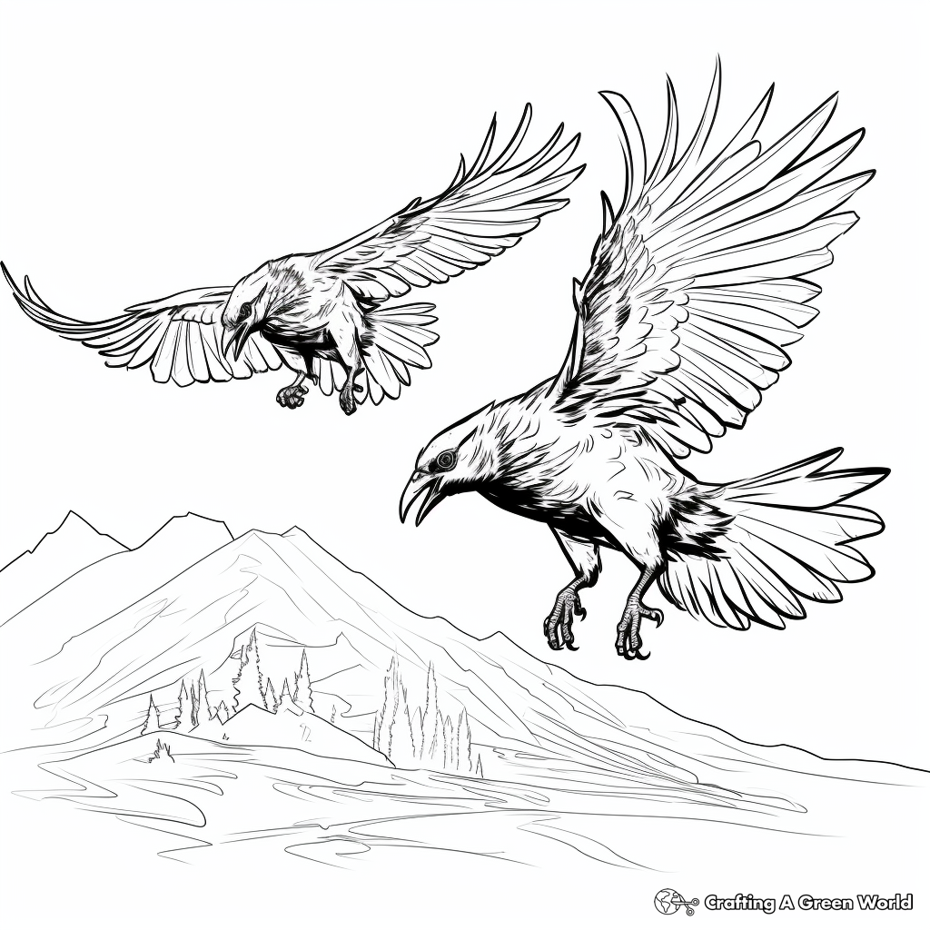 Interactive Ravens in Flight Coloring Sheets 4