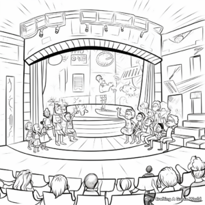 Interactive School Play Stage Coloring Pages 1