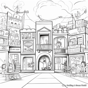 Interactive School Play Stage Coloring Pages 2