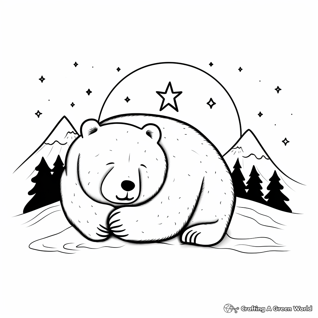 Interactive Sleeping Bear with Nightcap Coloring Pages 2
