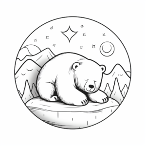 Interactive Sleeping Bear with Nightcap Coloring Pages 4