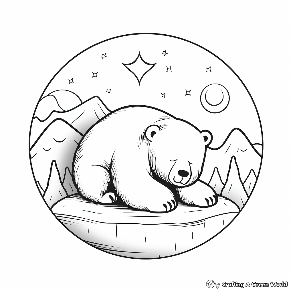 Interactive Sleeping Bear with Nightcap Coloring Pages 4
