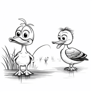 Interactive Stork and Frog Friendship Coloring Pages 1