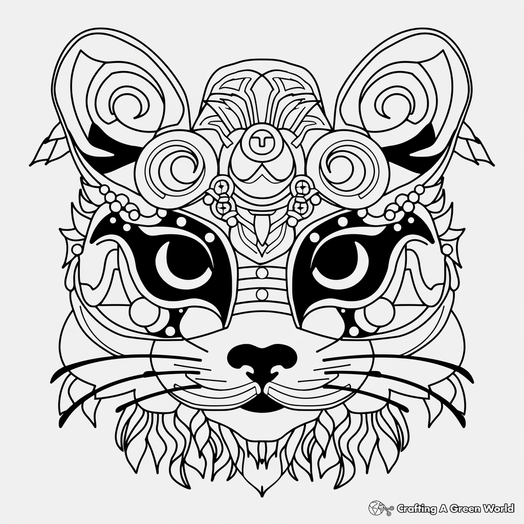 Interactive Therapeutic Cat Face Mindful Coloring 1