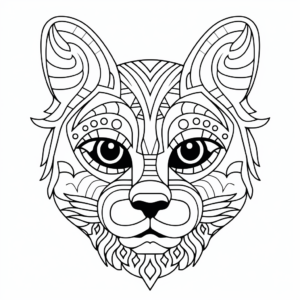 Interactive Therapeutic Cat Face Mindful Coloring 2