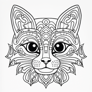 Interactive Therapeutic Cat Face Mindful Coloring 3