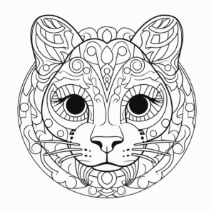 Interactive Therapeutic Cat Face Mindful Coloring 4